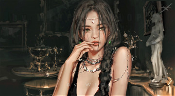 Картинка фэнтези _ghost+blade+ +призрачный+клинок девушка коса комната