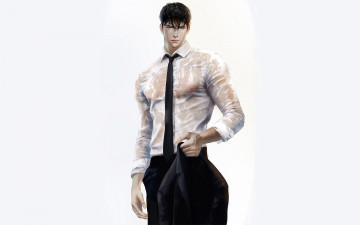 Картинка рисованное люди парень костюм мокрый