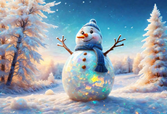 Картинка праздничные снеговики нейросети графика нейроарт ai art нейронные сети рисунки нейро искусство снеговик