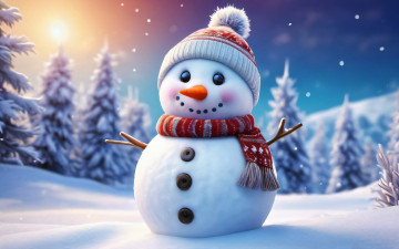 Картинка праздничные снеговики нейросети графика нейроарт ai art нейронные сети рисунки нейро искусство снеговик