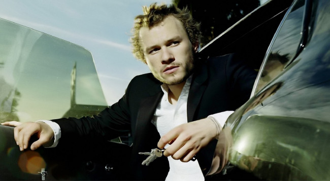 Обои картинки фото мужчины, heath ledger, актер, машина