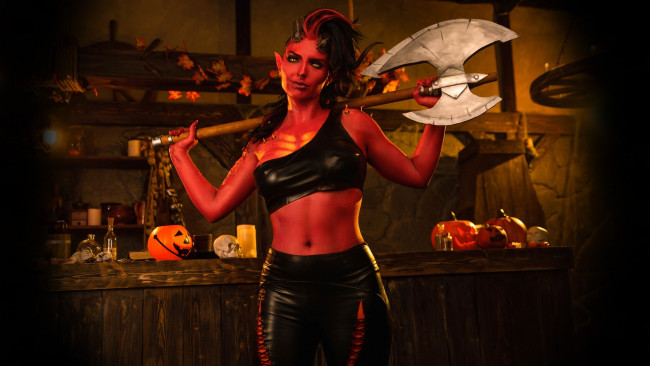 Обои картинки фото девушки, анастасия волкова, baldurs, gate, 3, karlach, анастасия, волкова