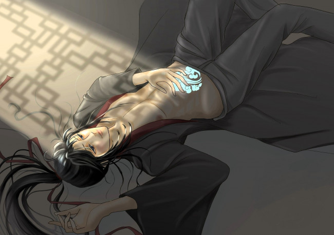 Обои картинки фото аниме, mo dao zu shi, вэй, усянь, знак, пол