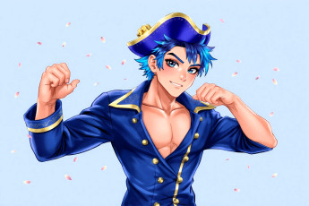 обоя аниме, unknown,  другое , парень, шляпа, камзол, грудь