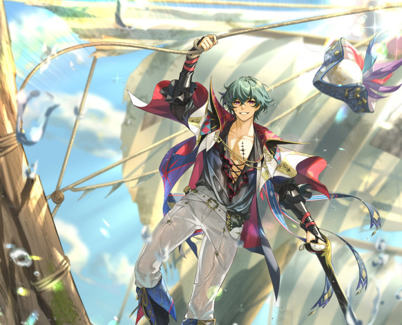 Обои картинки фото аниме, wuthering waves, парень