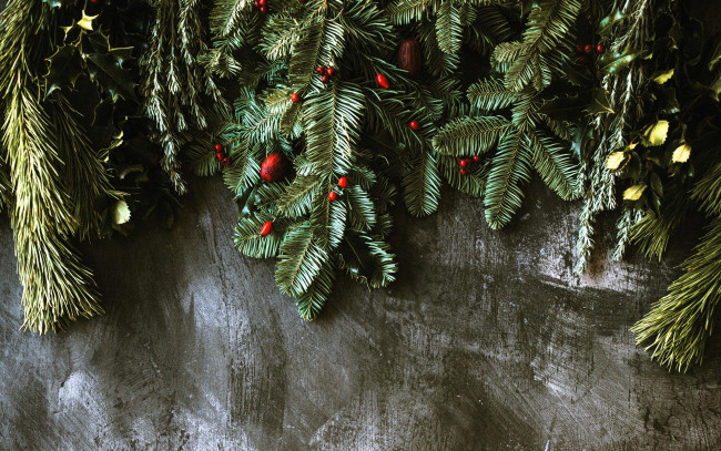 Обои картинки фото праздничные, ёлки, ветки, ягоды