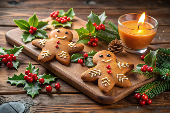 Обои картинки фото 3д графика, праздники , holidays, свеча, пряники