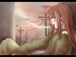 Картинка dogs smoky sunset by aramaki аниме bullets carnage