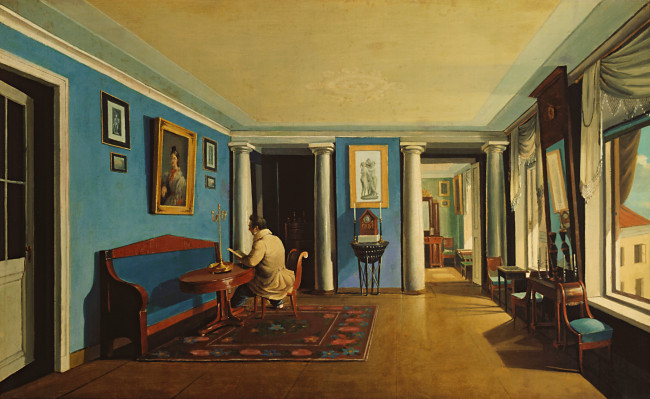 Обои картинки фото капитон, зеленцов, интерьеры, приемная, колоннами, на, антресолях, рисованные, интерьер