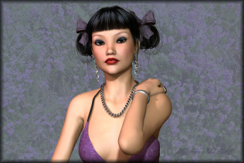 Картинка 3д+графика people+ люди девушка взгляд косички ожерелье