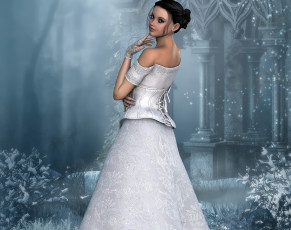 Картинка 3д+графика люди+ people девушка взгляд фон платье