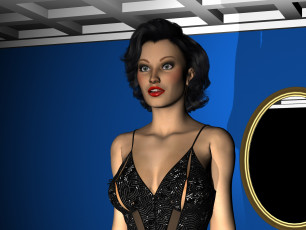 обоя 3д графика, люди , people, фон, зеркало, взгляд, девушка