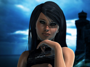 Картинка 3д+графика портрет+ portraits фон взгляд девушка