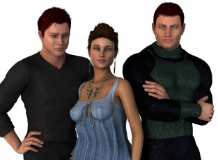 Картинка 3д+графика люди+ people фон взгляд девушка мужчины