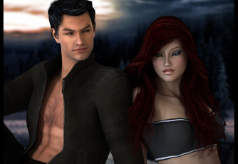 Картинка 3д+графика люди+ people девушка мужчина фон взгляд