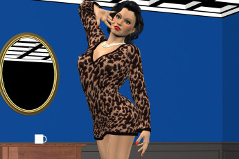 Картинка 3д+графика люди+ people фон зеркало взгляд девушка