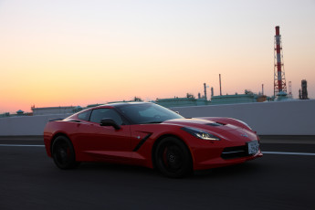 обоя автомобили, corvette, coupe, stingray, красный, 2013г, с7, jp-spec