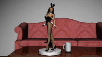 Картинка 3д+графика люди+ people девушка взгляд фон диван