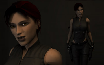 Картинка 3д+графика люди+ people девушка взгляд фон оружие