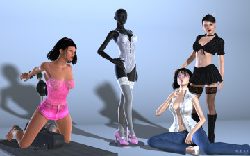 Картинка 3д+графика люди+ people девушки взгляд фон