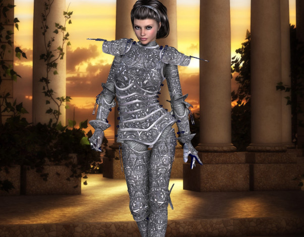 Обои картинки фото 3д графика, амазонки , amazon, доспехи, фон, девушка, взгляд