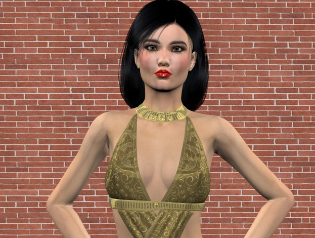 Обои картинки фото 3д графика, люди , people, девушка, взгляд, фон