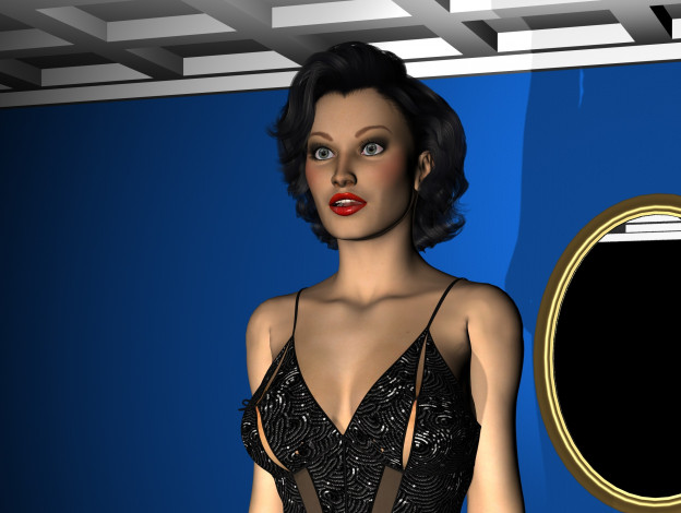 Обои картинки фото 3д графика, люди , people, фон, зеркало, взгляд, девушка