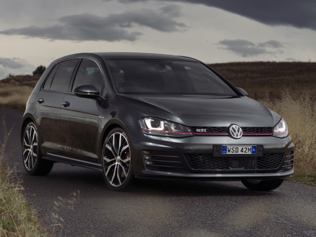 Обои картинки фото автомобили, volkswagen, темный, 2014г, typ, 5g, au-spec, 5-door, performance, golf, gti