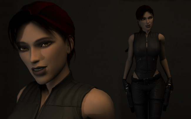 Обои картинки фото 3д графика, люди , people, девушка, взгляд, фон, оружие