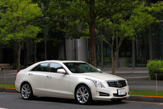 Обои картинки фото автомобили, cadillac, ats, светлый, jp-spec, 2012г