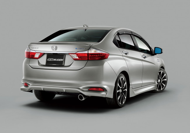 Обои картинки фото автомобили, honda, grace, mugen, серый, 2014г, hybrid
