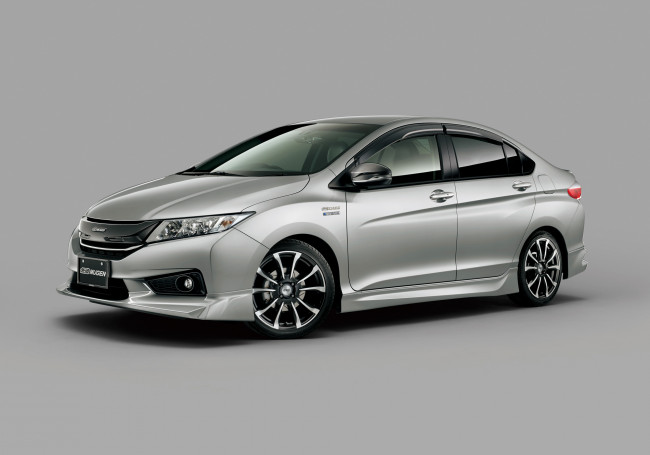 Обои картинки фото автомобили, honda, hybrid, серый, 2014г, grace, mugen
