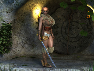 Картинка 3д+графика эльфы+ elves эльфийка оружие фон взгляд