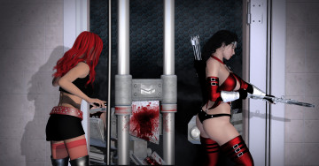 Картинка 3д+графика фантазия+ fantasy девушки взгляд оружие фон