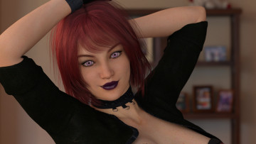 Картинка 3д+графика портрет+ portraits девушка рыжая фон взгляд