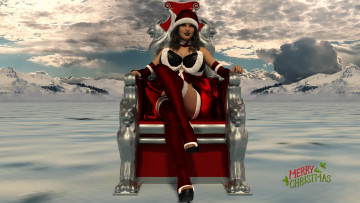 Картинка 3д+графика праздники+ holidays взгляд фон девушка кресло