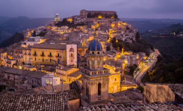 Картинка ragusa+ibla города -+панорамы огни городок холм