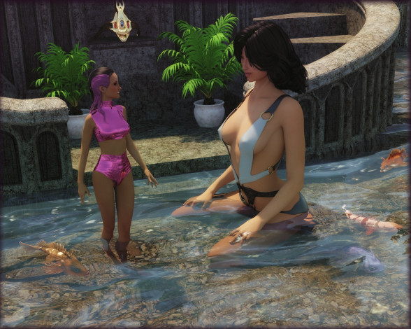 Обои картинки фото 3д графика, люди , people, взгляд, фон, девушки