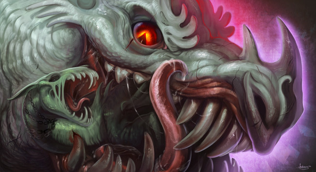 Обои картинки фото фэнтези, драконы, дракон, клыки, глаз
