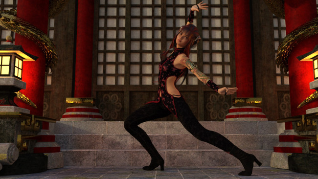 Обои картинки фото 3д графика, фантазия , fantasy, поза, девушка, взгляд, фон