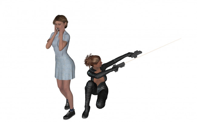 Обои картинки фото 3д графика, фантазия , fantasy, девушки, оружие, фон, взгляд