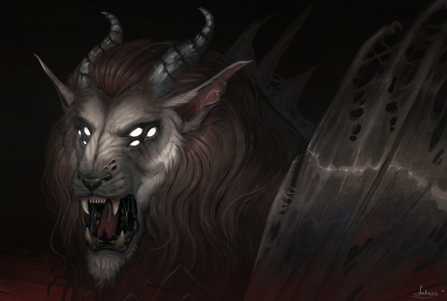 Обои картинки фото рисованное, животные,  сказочные,  мифические, клыки