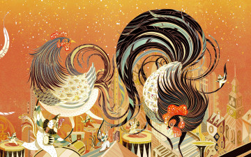 Картинка праздничные векторная+графика+ новый+год петух фон