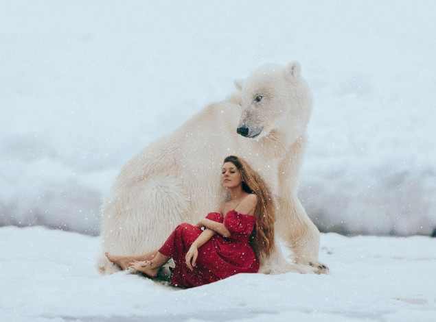 Обои картинки фото разное, компьютерный дизайн, девушка, зима, модель, красотка, снег