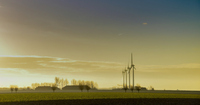 Обои картинки фото разное, мельницы, вечер, ветряки