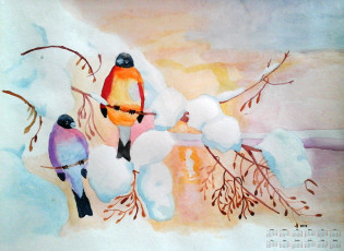 Картинка календари рисованные +векторная+графика 2018 птица