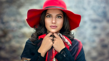 Картинка девушки -unsort+ лица +портреты шляпа брюнетки девушка взгляд лицо