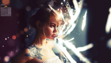 Картинка календари компьютерный+дизайн лицо девушка 2018 взгляд профиль тату