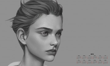 Картинка календари рисованные +векторная+графика лицо взгляд 2018