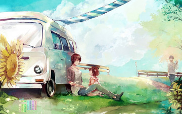 Картинка календари рисованные +векторная+графика лицо ребенок 2018 девушка цветы взгляд машина